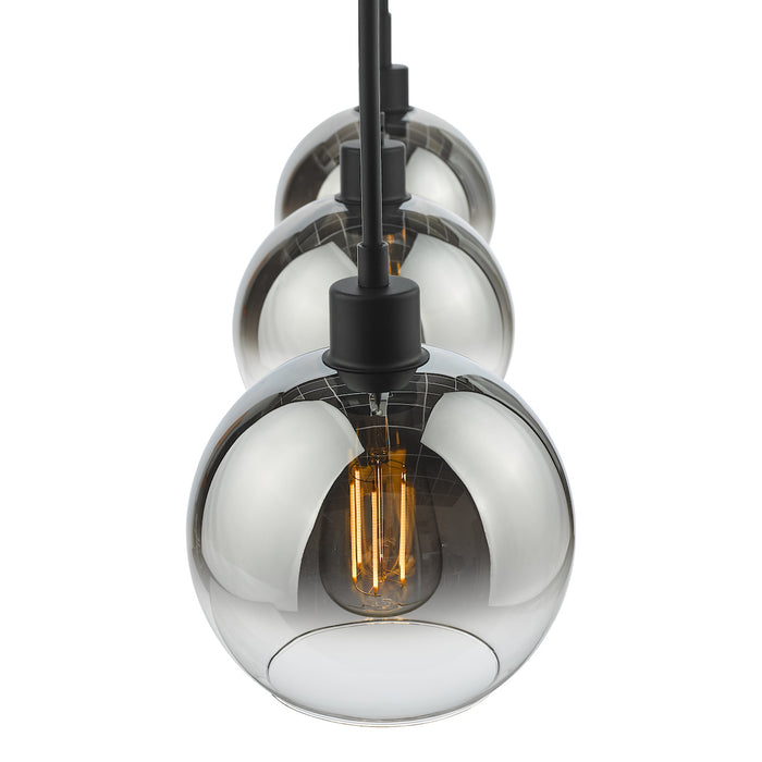 Lycia 3 Light Bar Pendant Matt Black Ombre Smoked Glass<br>Matt Black
