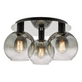 Lycia 3 Light Flush Matt Black Smoked Ombre Glass<br>Matt Black