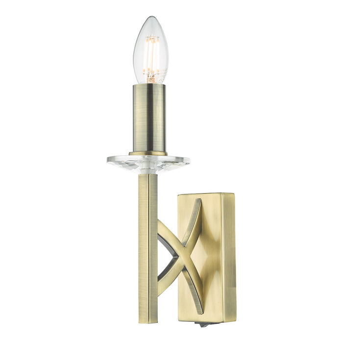 Lyon 1 Light Wall Light Antique Brass Crystal<br>Antique Brass