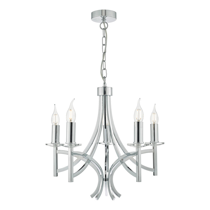 Lyon 5lt Pendant Polished Chrome & Crystal<br>Polished Chrome