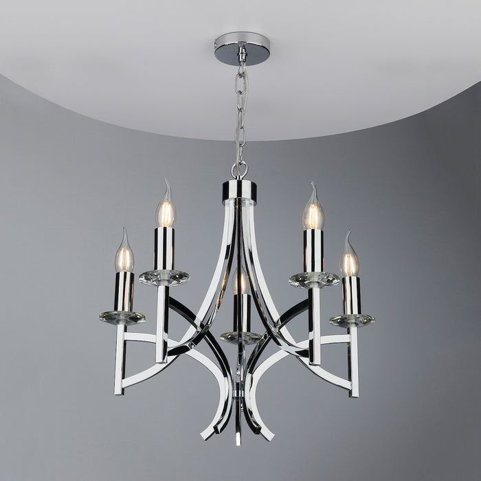 Lyon 5lt Pendant Polished Chrome & Crystal<br>Polished Chrome