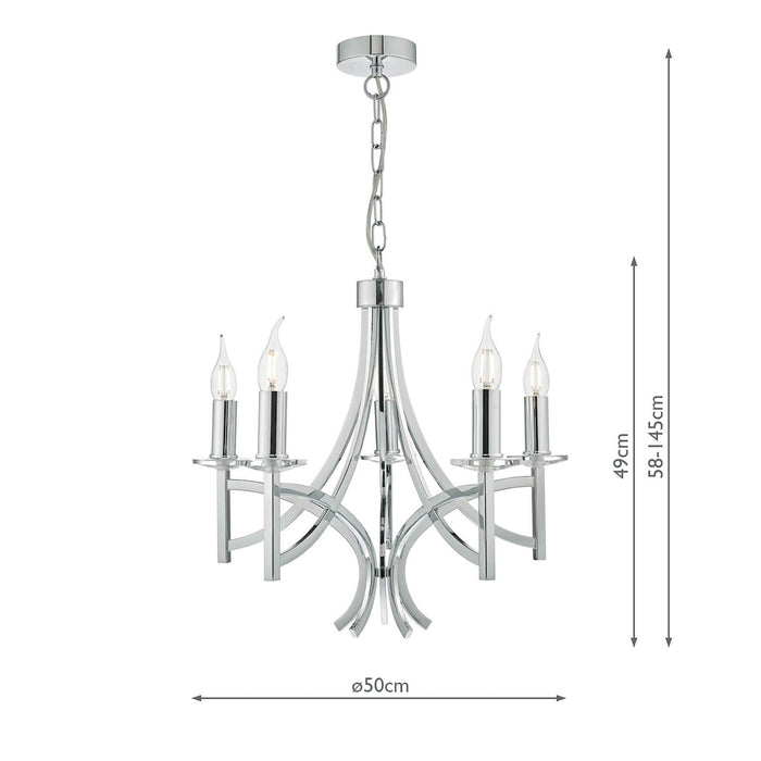 Lyon 5lt Pendant Polished Chrome & Crystal<br>Polished Chrome