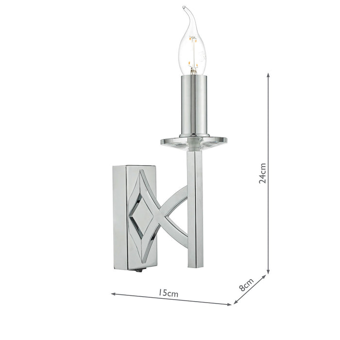 Lyon Wall Light Polished Chrome & Crystal<br>Polished Chrome