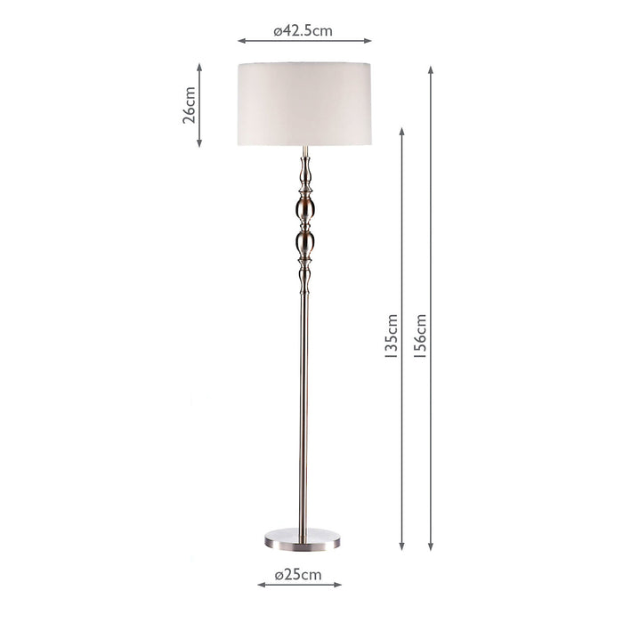 Madrid Floor Lamp Satin Chrome With Shade <br>Satin Chrome