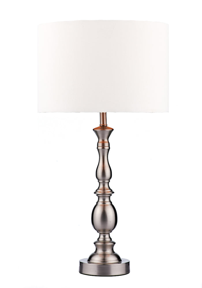Madrid Table Lamp Satin Chrome With Shade Satin Chrome
