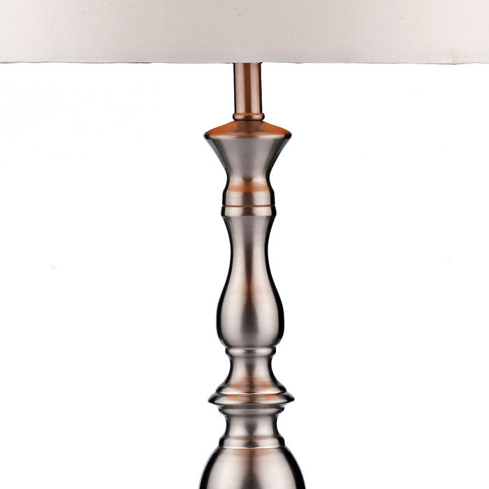 Madrid Table Lamp Satin Chrome With Shade Satin Chrome