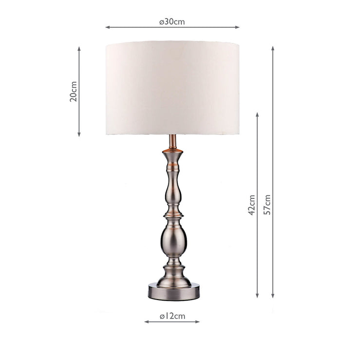 Madrid Table Lamp Satin Chrome With Shade Satin Chrome
