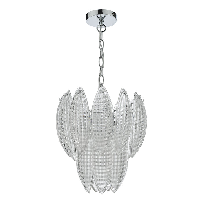 Maeve 6 Light Pendant Polished Chrome Textured Glass<br>Polished Chrome