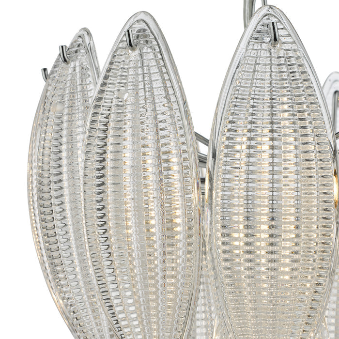 Maeve 6 Light Pendant Polished Chrome Textured Glass<br>Polished Chrome