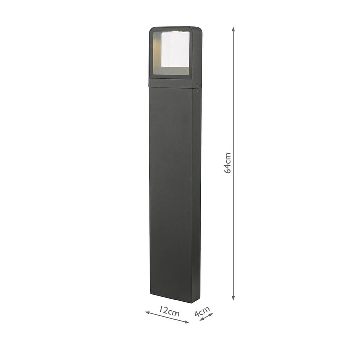 Malone Outdoor Post With Square Light Matt Grey IP65 LED<br>Matt Grey