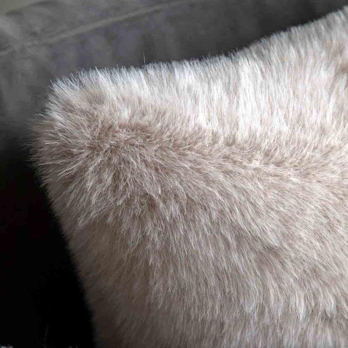 Maple Faux Fur Cushion Oatmeal - Feather Filled
