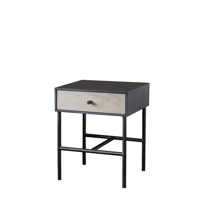 Marseille 1 Drawer Bedside Table Black / Natural