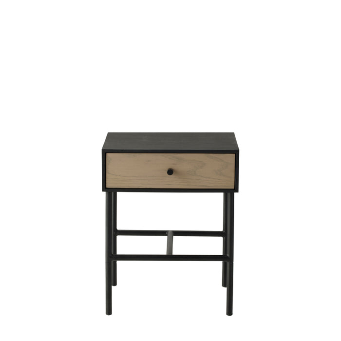 Marseille 1 Drawer Bedside Table Black / Natural