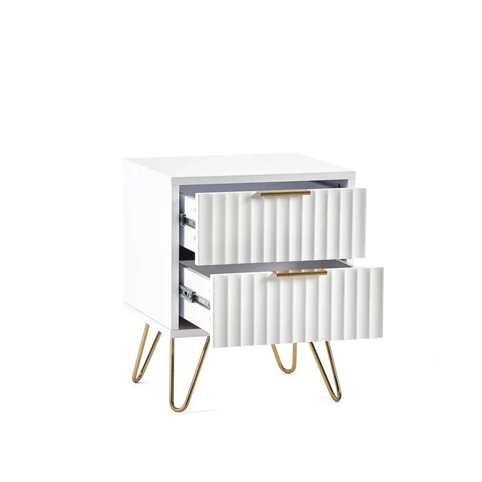 Messina 2 Drawer Bedside Table In White