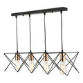 Midi 4 Light Bar Pendant Black & Copper Detail<br>Matt Black