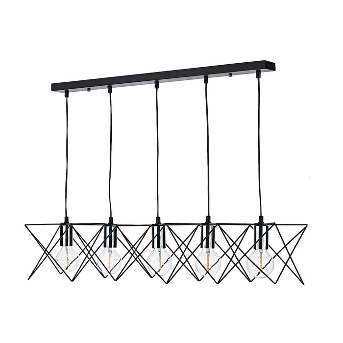 Midi 5lt Bar Pendant Black & Polished Chrome<br>Matt Black
