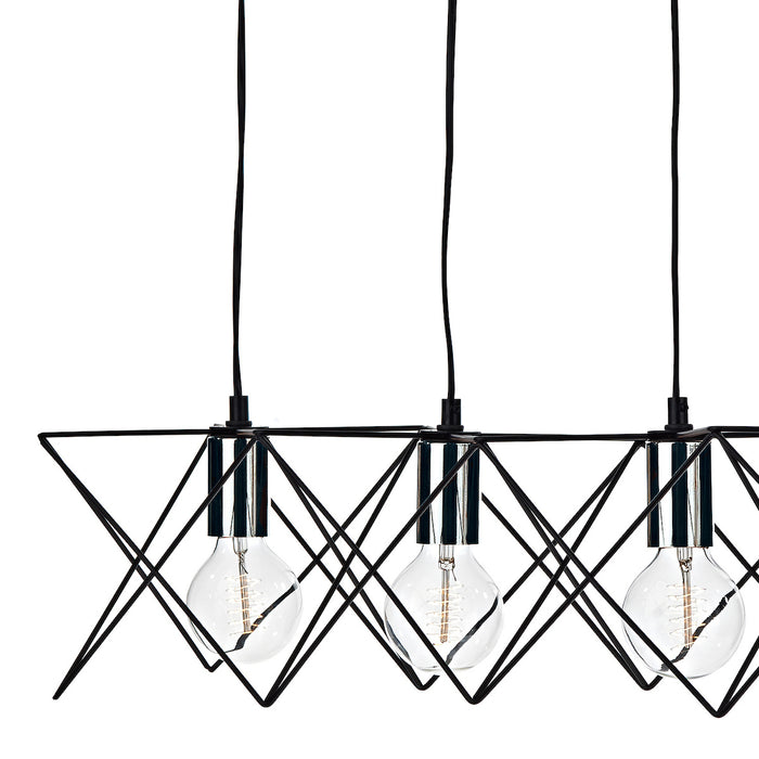 Midi 5lt Bar Pendant Black & Polished Chrome<br>Matt Black