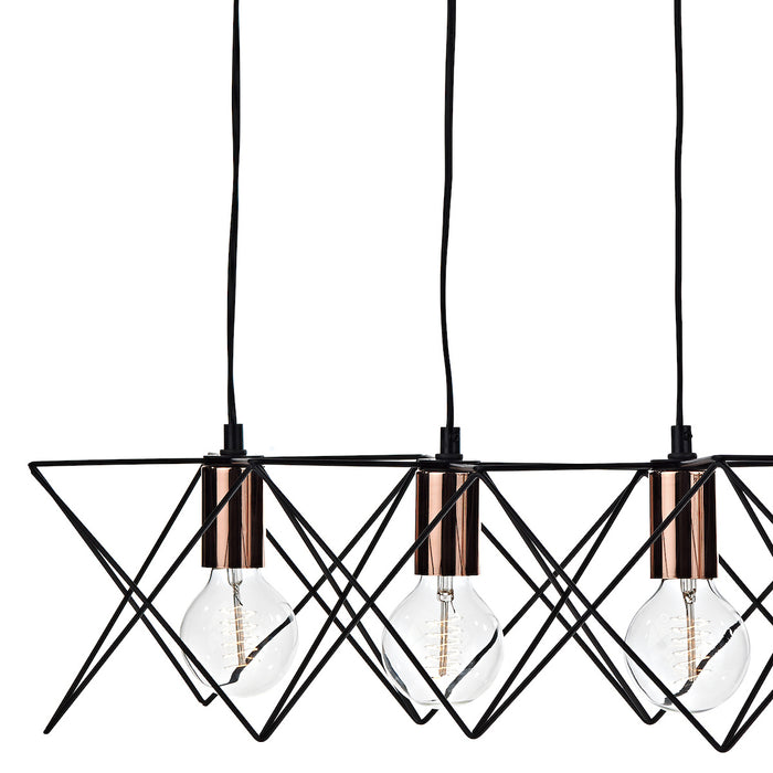 Midi Cage 5 Light Bar Pendant Matt Black Bright & Copper<br>Matt Black