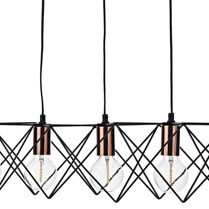 Midi Cage 5 Light Bar Pendant Matt Black Bright & Copper<br>Matt Black