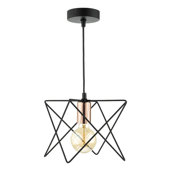 Midi Cage Pendant Matt Black & Bright Copper<br>Matt Black