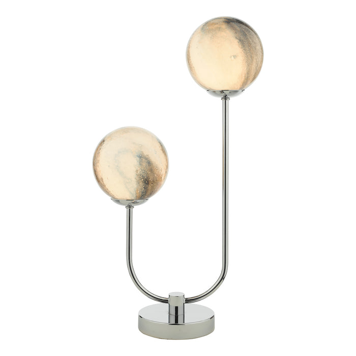 Mikara 2 Light Table Lamp Polished Chrome Planet Glass<br>Polished Chrome