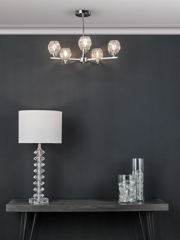 Mina Table Lamp Polished Chrome & Crystal With Shade <br>Crystal