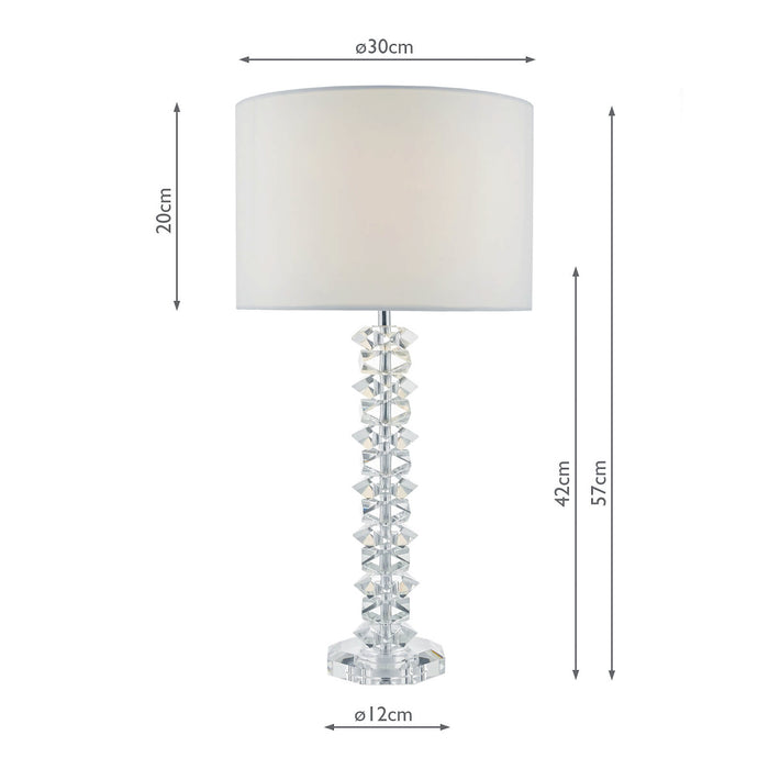 Mina Table Lamp Polished Chrome & Crystal With Shade <br>Crystal