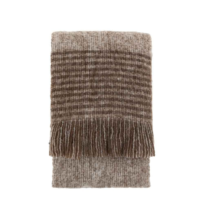 Mohair Fringe Throw Brown & Natural