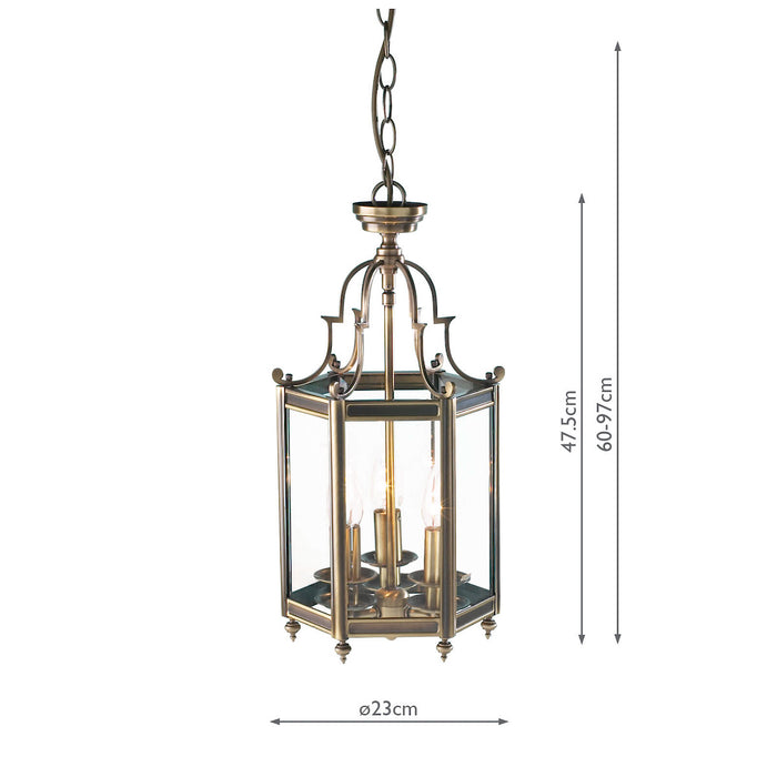Moorgate Hexagonal Hall Lantern Dual Mount Antique Brass<br>Antique Brass