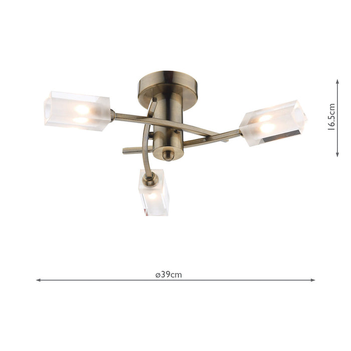 Morgan 3 Light Semi Flush Antique Brass<br>Antique Brass