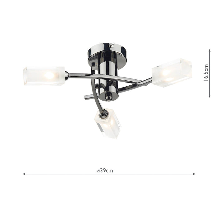Morgan 3 Light Semi Flush Black Chrome<br>Polished Black Chrome