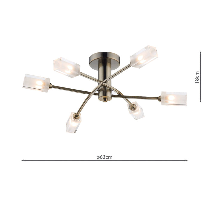 Morgan 6 Light Semi Flush Antique Brass<br>Antique Brass