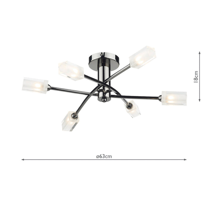 Morgan 6 Light Semi Flush Black Chrome<br>Polished Black Chrome
