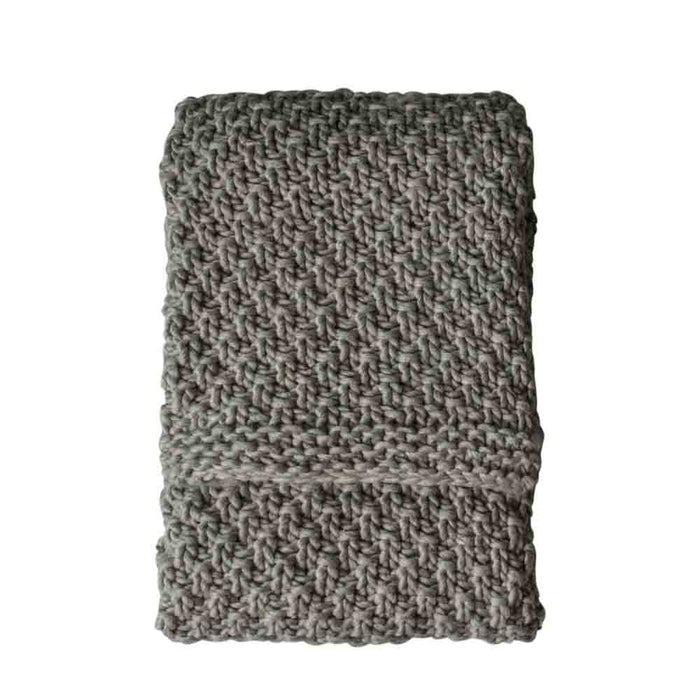 Moss Chunky Knitted Throw Grey