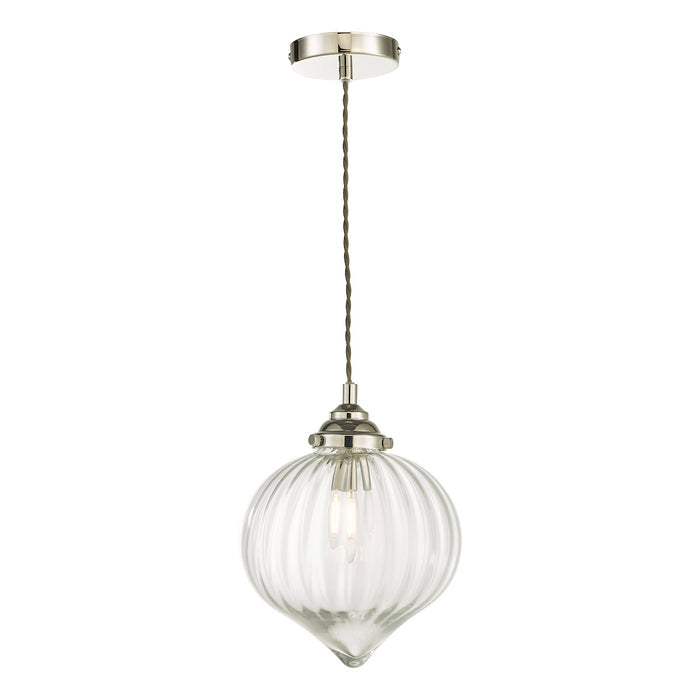 Mya 1 Light Single Pendant Polished Nickel Glass<br>Polished Nickel
