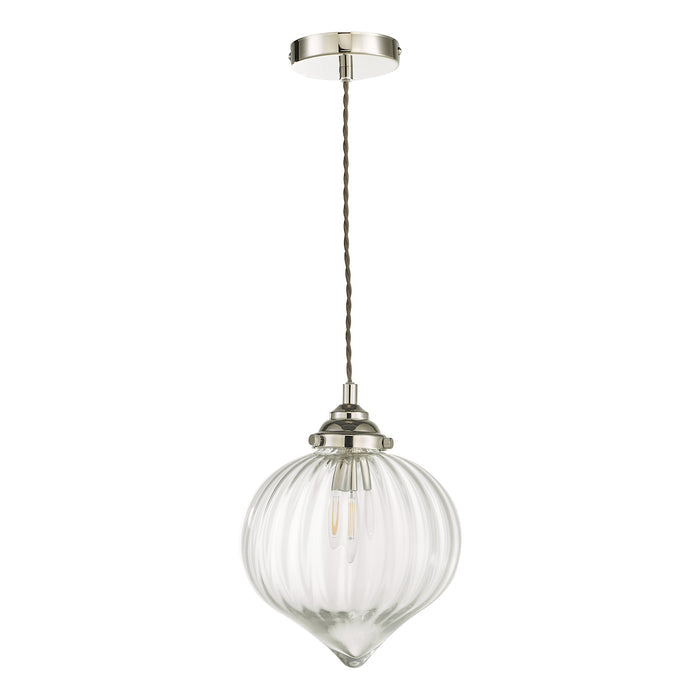 Mya 1 Light Single Pendant Polished Nickel Glass<br>Polished Nickel