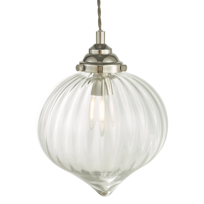 Mya 1 Light Single Pendant Polished Nickel Glass<br>Polished Nickel