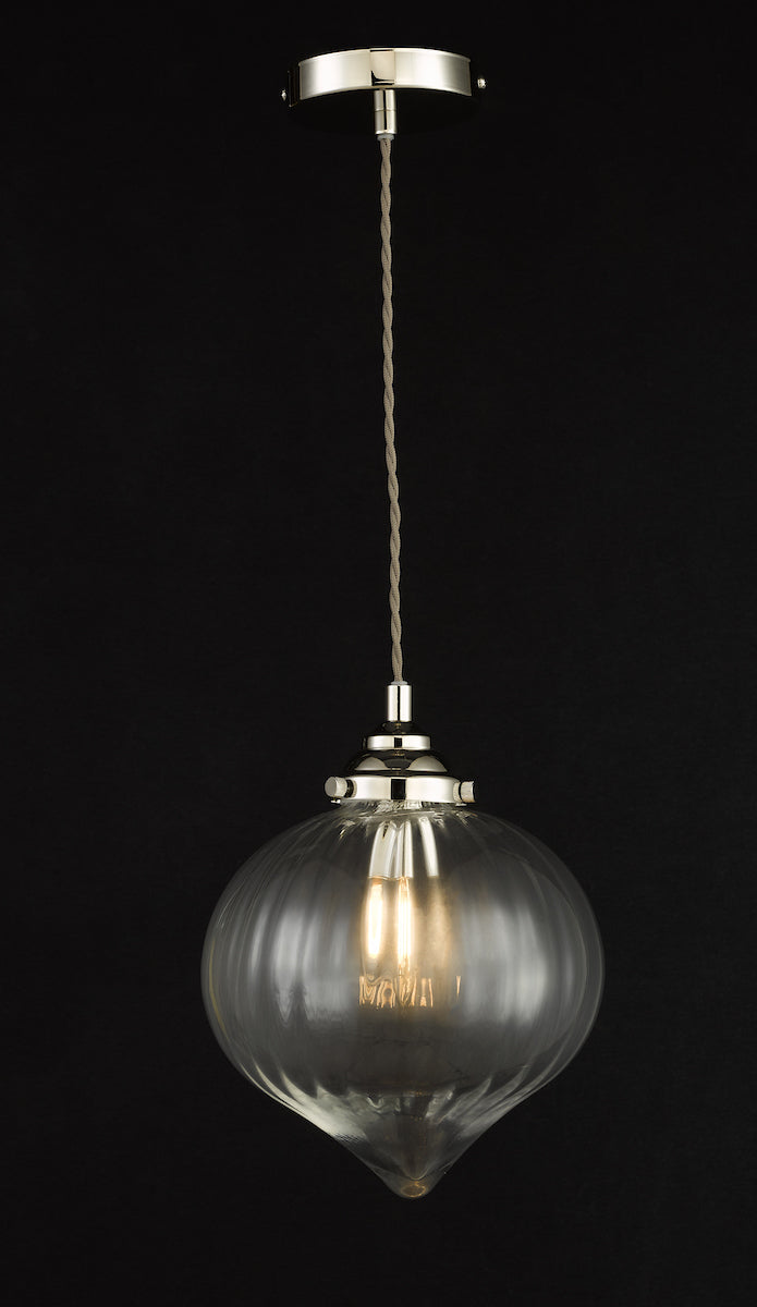 Mya 1 Light Single Pendant Polished Nickel Glass<br>Polished Nickel