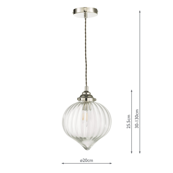 Mya 1 Light Single Pendant Polished Nickel Glass<br>Polished Nickel