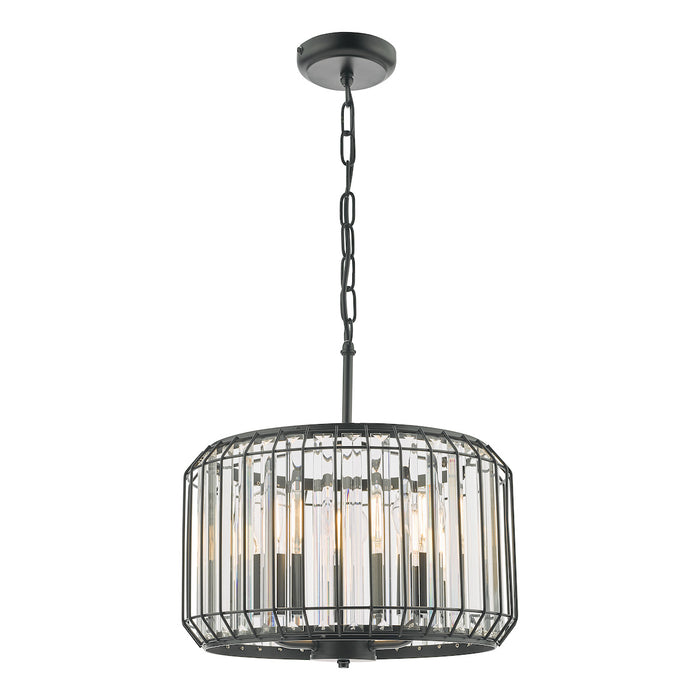 Naeva 3 Light Pendant Satin Black Crystal<br>Matt Black