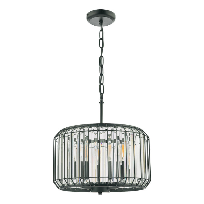 Naeva 3 Light Pendant Satin Black Crystal<br>Matt Black