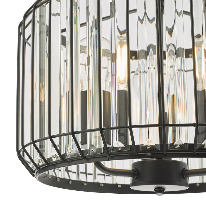Naeva 3 Light Pendant Satin Black Crystal<br>Matt Black