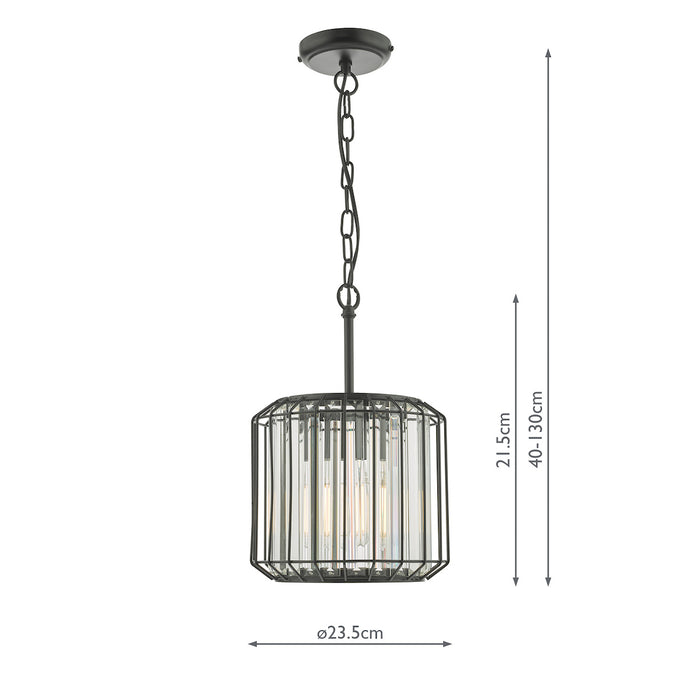 Naeva Pendant Satin Black & Crystal<br>Matt Black