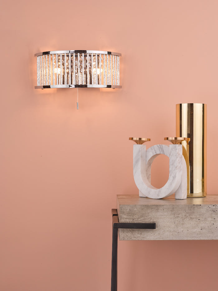 Nantes 2 Light Wall Light Polished Chrome Aluminium<br>Polished Chrome