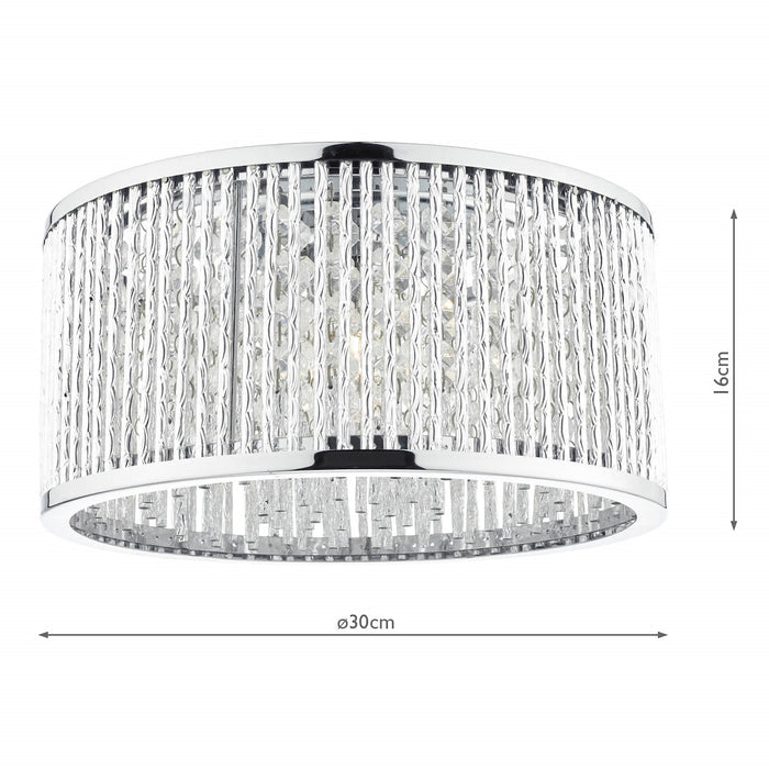 Nantes 3 Light Flush Polished Chrome Alum<br>Polished Chrome