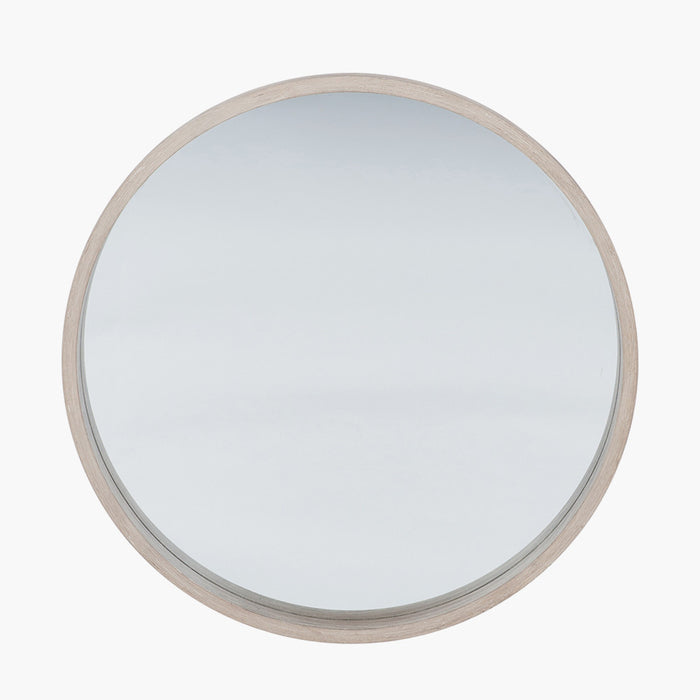 Natural Wood Round Mirror