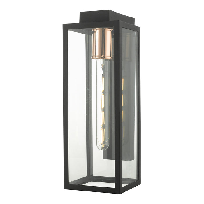Naxos Outdoor Wall Light Black Glass IP43<br>Matt Black
