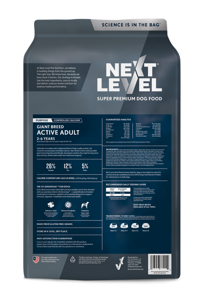 Next Level Super Premium Dog Food Giant Breed Active Adult