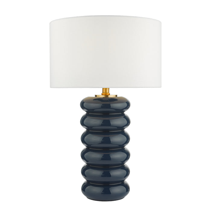 Niamh Table Lamp Blue Glass With Shade <br>Blue Glass