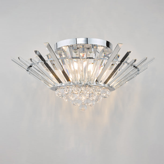 Nimbus 5 Light Flush Polished Chrome Crystal<br>Crystal